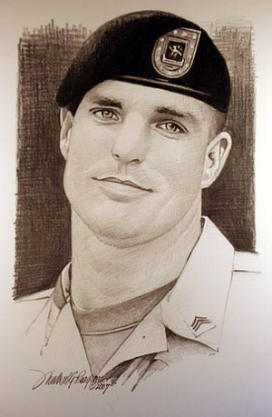 A sketch of Army Staff Sergeant Ryan Haupt, who was killed by a roadside bomb in Iraq on October 17, 2006. - FALLEN HEROES PROJECT