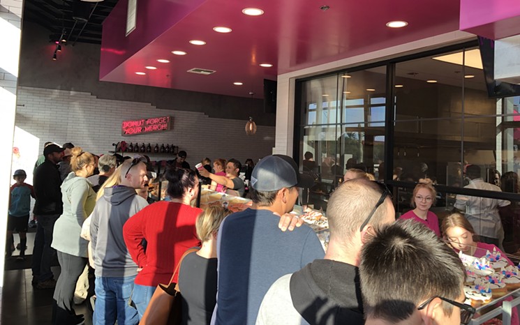 The line at Donut Bar opening weekend. - CHRIS MALLOY