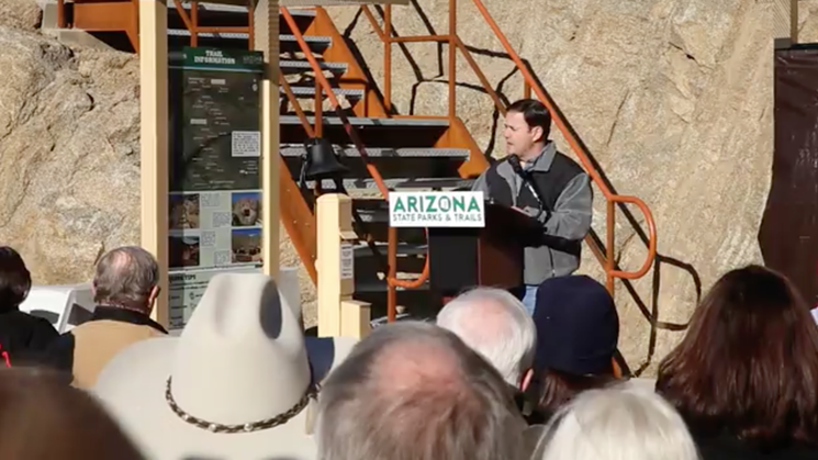 Governor Doug Ducey during the dedication ceremony at Granite Mountain Hotshots Memorial State Park. - ARIZONA STATE PARKS