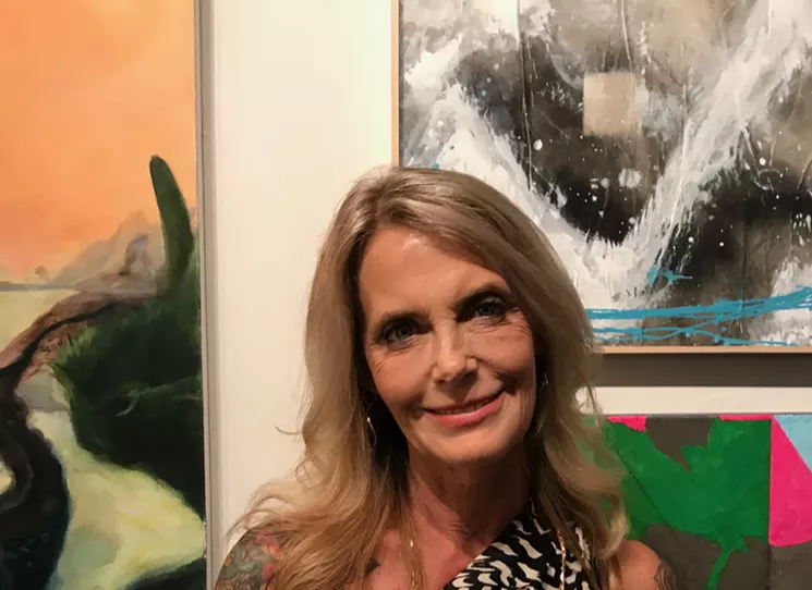 Gallerist Laura Dragon during the opening reception for "The Heart of the Dragon" in 2017. - LYNN TRIMBLE