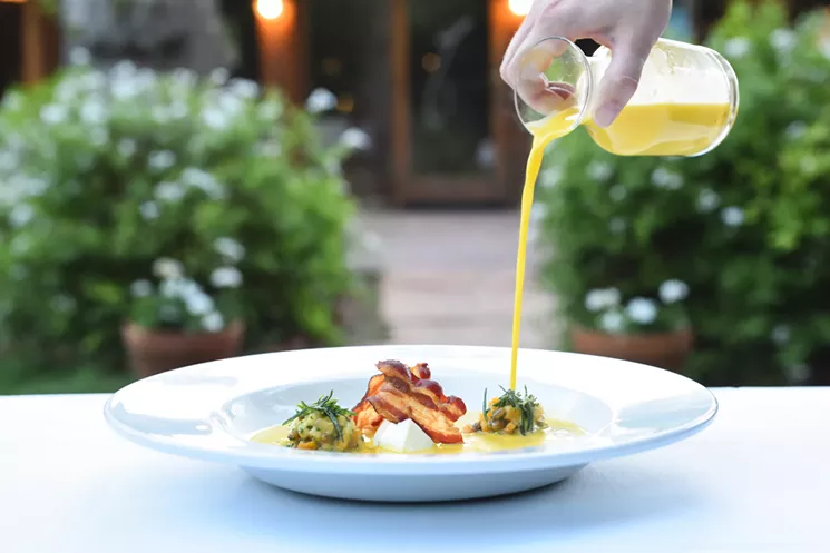 Enjoy New Year’s Eve dining on the terrace or inside the original farmhouse. - COURTESY OF QUIESSENCE AT THE FARM