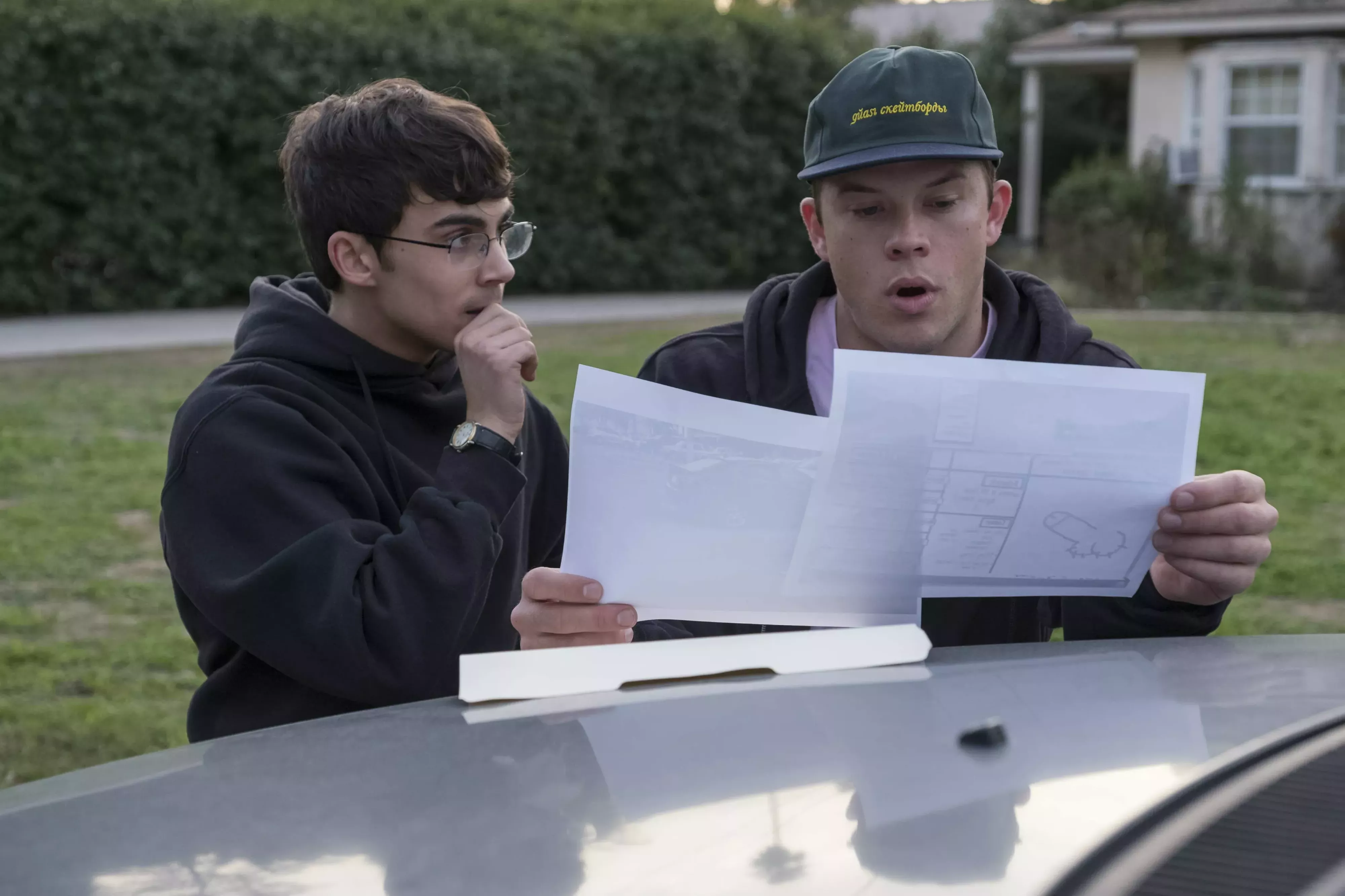 Tyler Alvarez (left) and Jimmy Tatro are two of the actors in American Vandal, an eight-episode Netflix series that draws on the "talents" of a high school senior. - COURTESY TYLER GOLDEN AND NETFLIX
