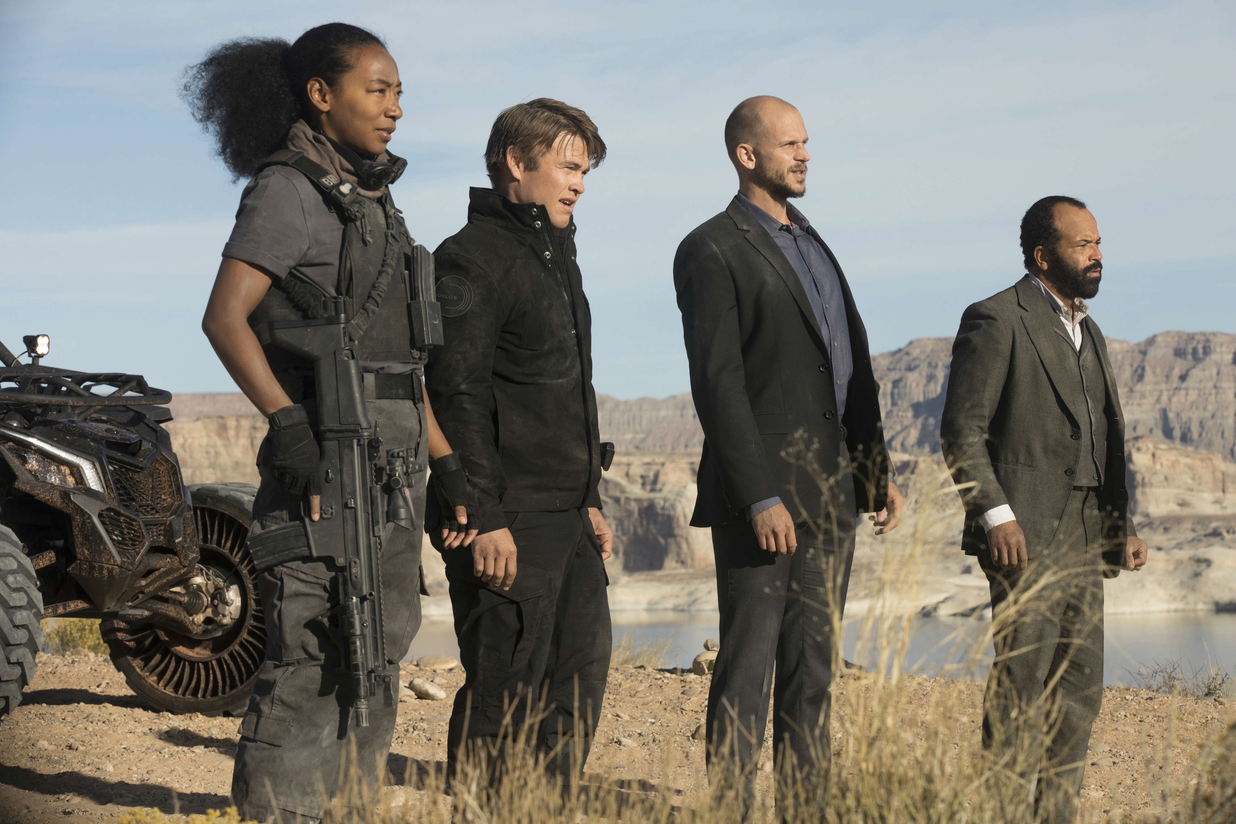 The cast of Westworld in Season 2 includes (from left): Betty Gabriel, Luke Hemsworth, Gustaf Skarsgard and Jeffrey Wright. - JOHN P. JOHNSON/HBO