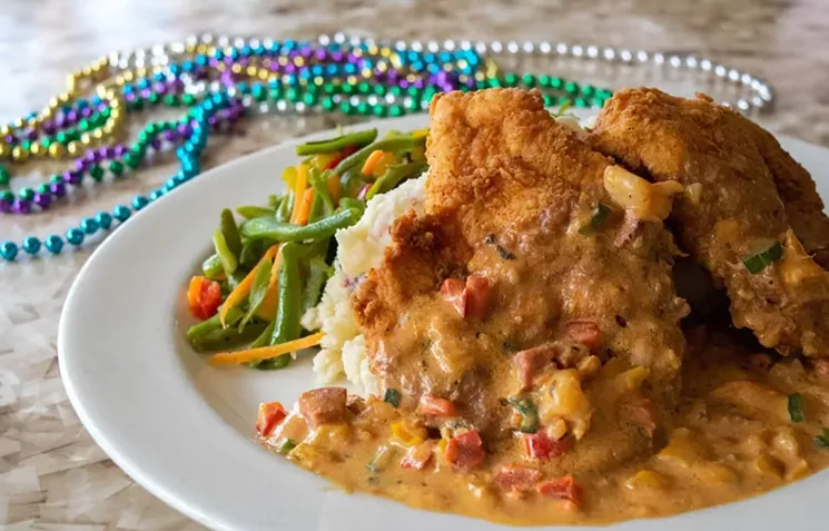 Mardi Gras chicken is just one of the New Orleans-style dishes on Lucille Smokehouse Bar-B-Que's menu. - LUCILLE'S SMOKEHOUSE BAR-B-QUE/FACEBOOK