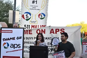 Stacey Champion, center, was blocked from Facebook as she organized a protest against APS. - ELIZABETH WHITMAN