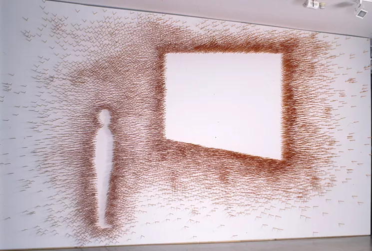 Jose Damasceno, Nota sobre uma cena acesa ou os dez mil lapiz (Note on a Lit Scene or the Ten Thousand Pencils), 2000. 10,000 pencils on wood panel. Museum of Modern Art, Sao Paulo Collection, MAM Sao Paulo Contemporary Nucleus Acquisition. - ROMULO FIALDINI