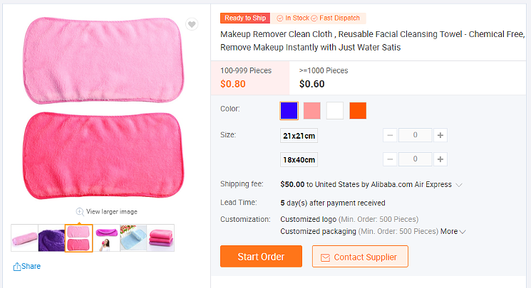 The 100 percent polyester makeup removal cloth sold by Shijiazhuang Meienbang - ALIBABA / SHIJIAZHUANG MEIENBANG