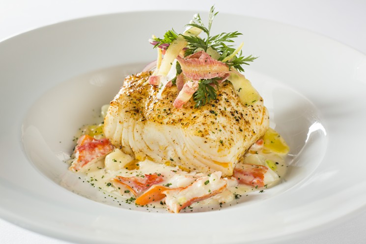 Seafood lovers will enjoy this entree — roasted sea bass over Alaskan king crab gnocchi. - OCEAN PRIME