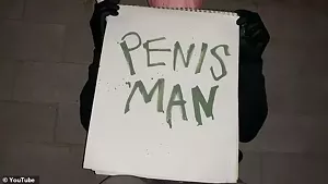 A man who purported to be the Penis Man tagger appeared in an article and video on Medium.com. The man apparently is not Dustin Shomer, who was arrested for the tags. - YOUTUBE VIDEO SCREENSHOT VIA DAILY MAIL