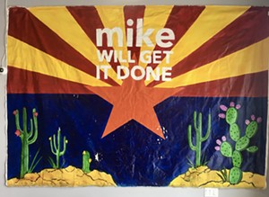 A banner at Mike Bloomberg's headquarters in Phoenix. - ELIZABETH WHITMAN