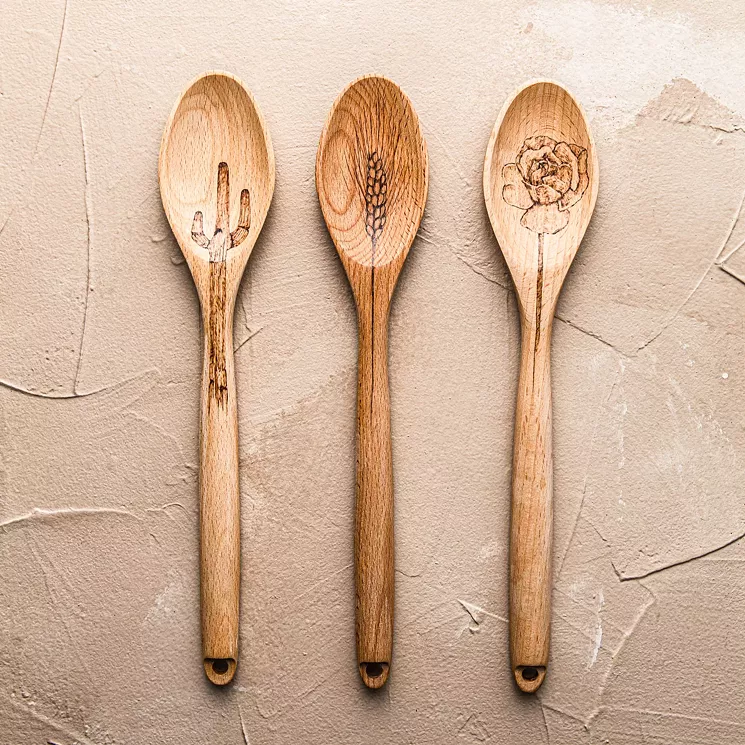 Find hand-crafted wooden spoons made by local artists Iron Root at Hayden Flour Mills' online shop. - HAYDEN FLOUR MILLS