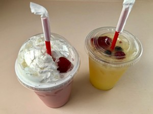 The Japanese Strawberry Milk Tea and the Calpico Mango. - LAUREN CUSIMANO