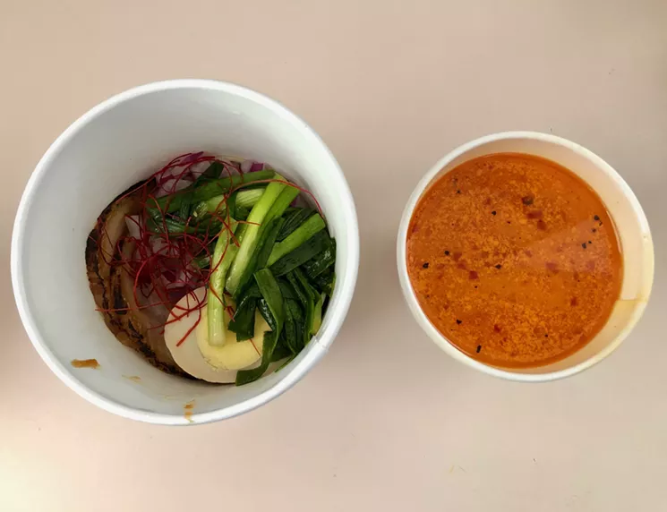 The famous creamy ramen, deconstructed. Just be sure to stir the broth better than I did. - LAUREN CUSIMANO