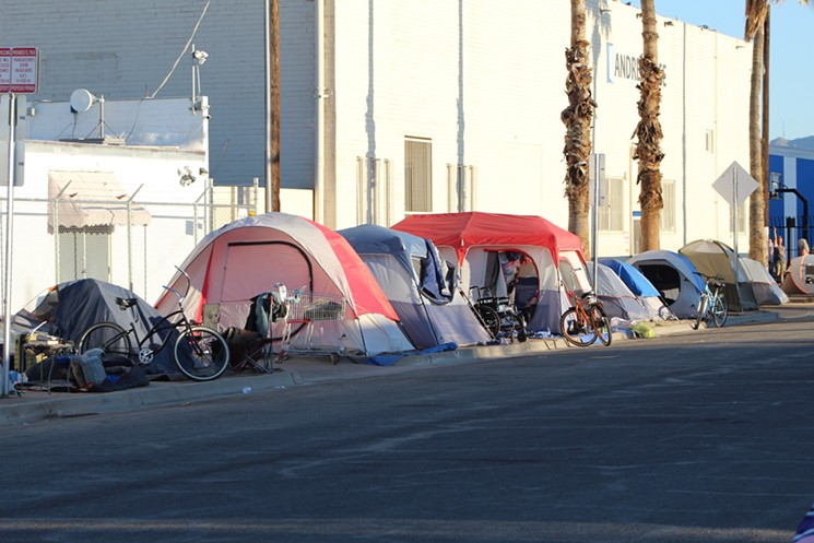 Tents near the homeless shelter in downtown Phoenix, pre-coronavirus. - RAY STERN
