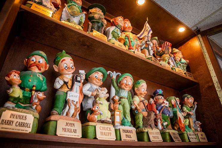 Leprechaun figurines inside the pub. - JACOB TYLER DUNN