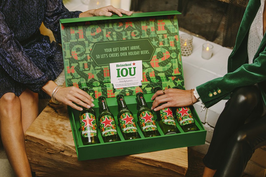 The gift box holds six bottles of Heineken and a personalized message that lets the recipient know their real gift is on its way. - HEINEKEN