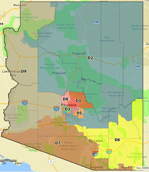 The approved map for Arizona's U.S. House of Representatives delegation for the next 10 years. - ARIZONA INDEPENDENT REDISTRICTING COMMISSION