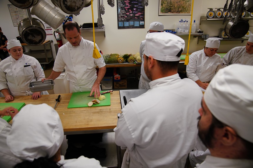 Steve Griffiths with culinary arts students at Estrella Mountain Community College. - ESTRELLA MOUNTAIN COMMUNITY COLLEGE