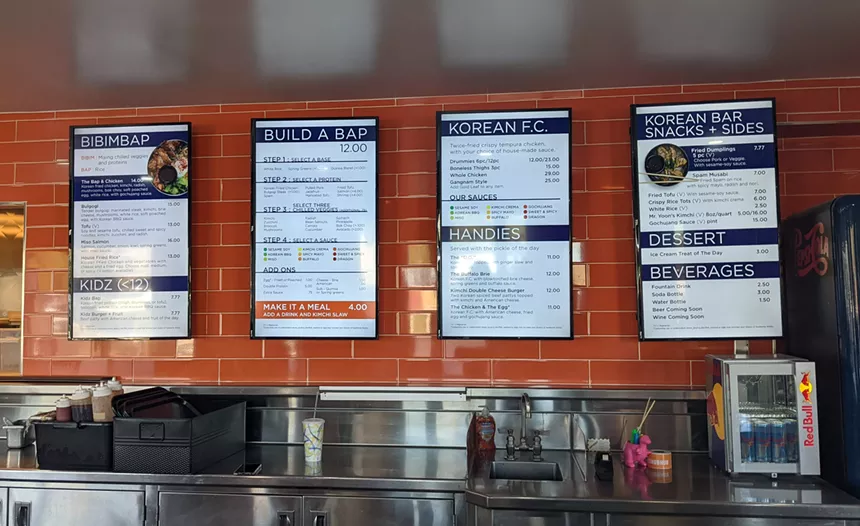 The Bap and Chicken menu makes it easy to build your own bibimbap bowl. But don't sleep on an order of chicken drummies or the Buffalo Brie sandwich. - ALLISON TREBACZ