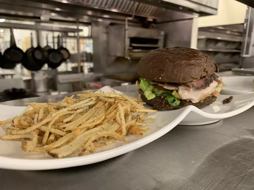 A burger and fries created by culinary arts students at The Artichoke Grill. - SCOTTSDALE COMMUNITY COLLEGE