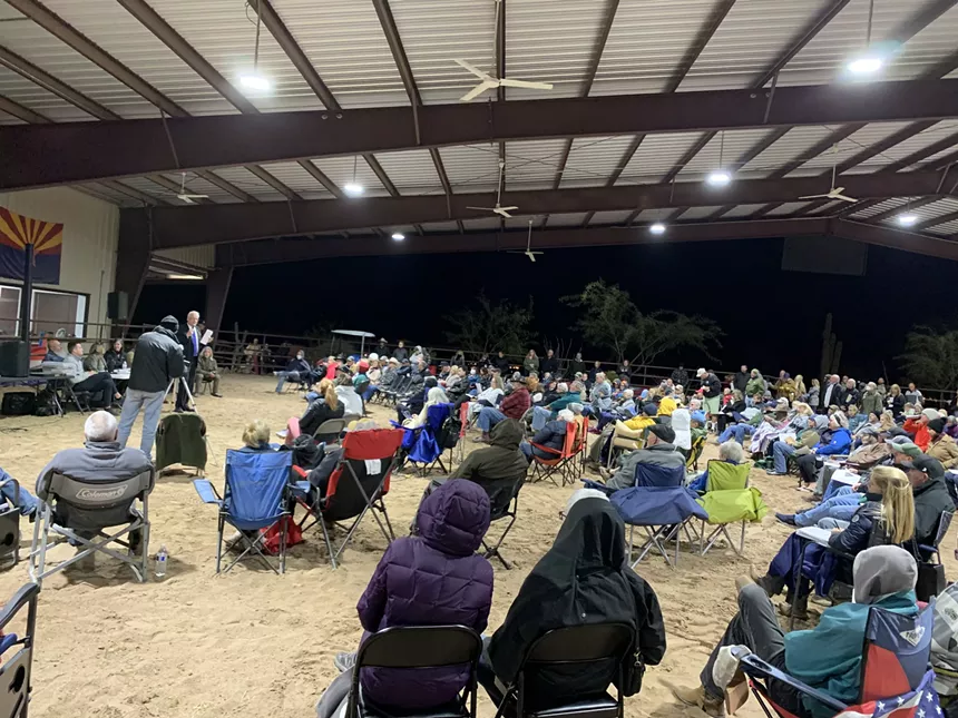 Republican State Senator John Kavanagh of Fountain Hills speaks during a community meeting in Rio Verde Foothills. - KRISTEN MOSBRUCKER