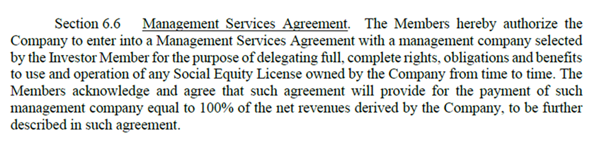 Contractually, the management company gets 100 percent of the net revenues. The applicant? $50,000. - SCREENSHOT