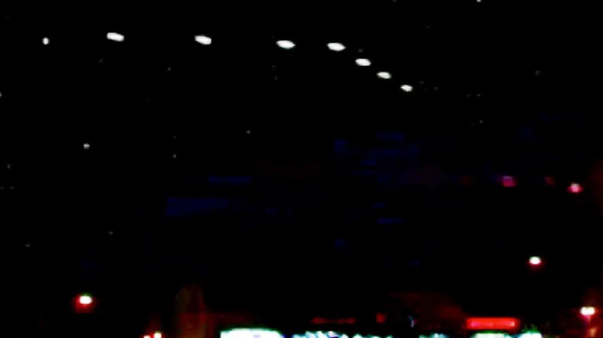A screengrab of camcorder footage of the V-shaped formation of lights that appeared over the Valley on March 13, 1997. - SCREEN CAPTURE