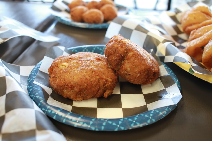 The crab cakes are made with a generous portion of crab and fried to perfection. They're also available as a sandwich. - ALLISON TREBACZ