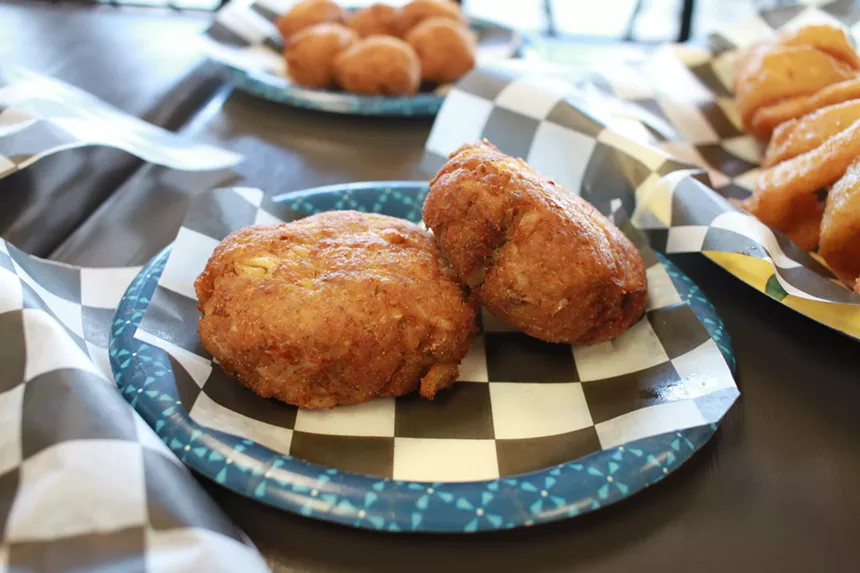 The crab cakes are made with a generous portion of crab and fried to perfection. They're also available as a sandwich. - ALLISON TREBACZ