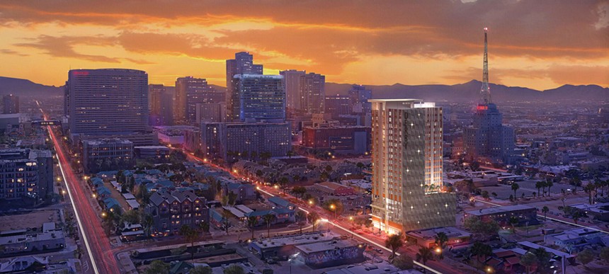 The Derby Roosevelt Row, Amstar's luxury high-rise project, continued development after an Arizona judge ruled the special tax break it received from the city of Phoenix was unconstitutional. - MARK-TAYLOR, INC.