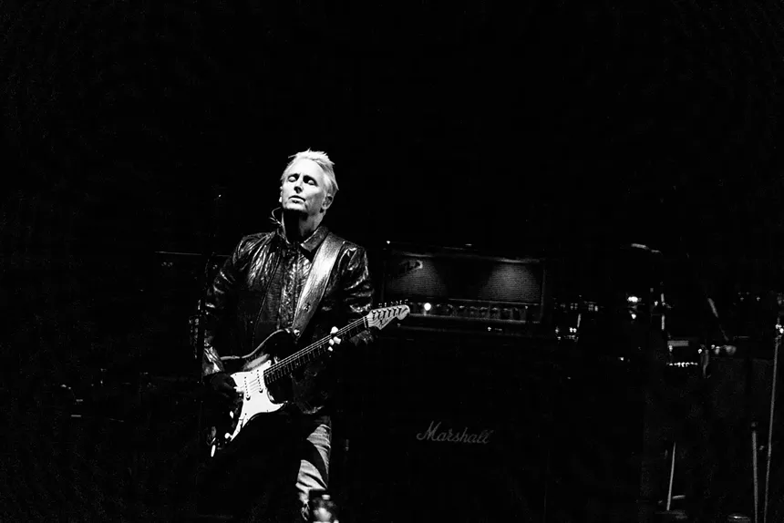 Mike McCready shreds during Pearl Jam's May 9, 2022, show at Gila River Arena in Glendale. - JIM LOUVAU