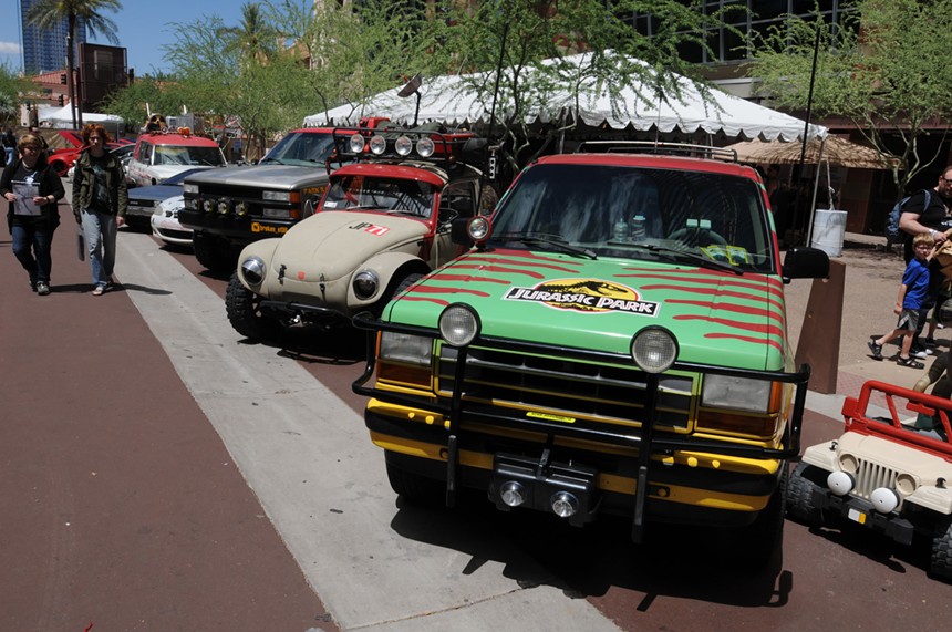 Geeky vehicles parked outside of the Phoenix Convention Center. - BENJAMIN LEATHERMAN