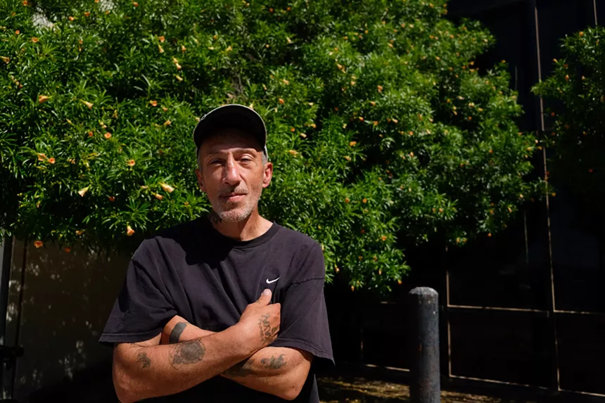 Thomas Knierim had been living on the streets in downtown Phoenix. Now, he's one of the first guests at a new, 200-bed shelter. - KATYA SCHWENK