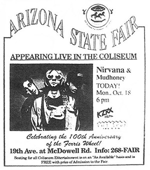 A flyer for a 1993 Nirvana concert at the Arizona State Fair.