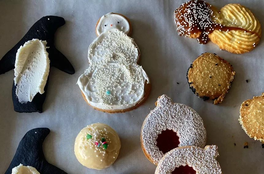 An array of decorated cookies from The Dinersaur.