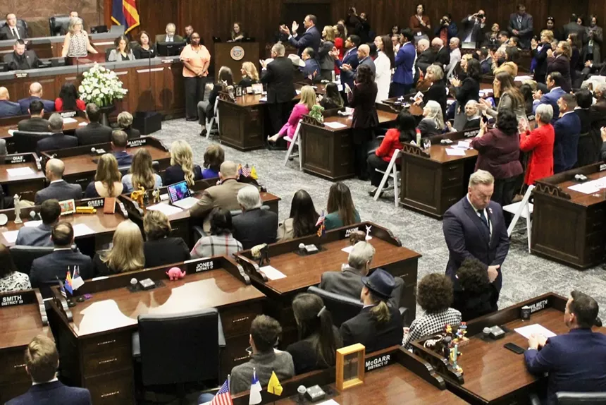 Sen. Anthony Kern turns his back to Gov. Katie Hobbs