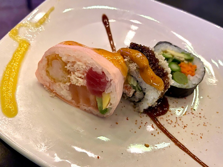 Three sushi rolls at Kasai.