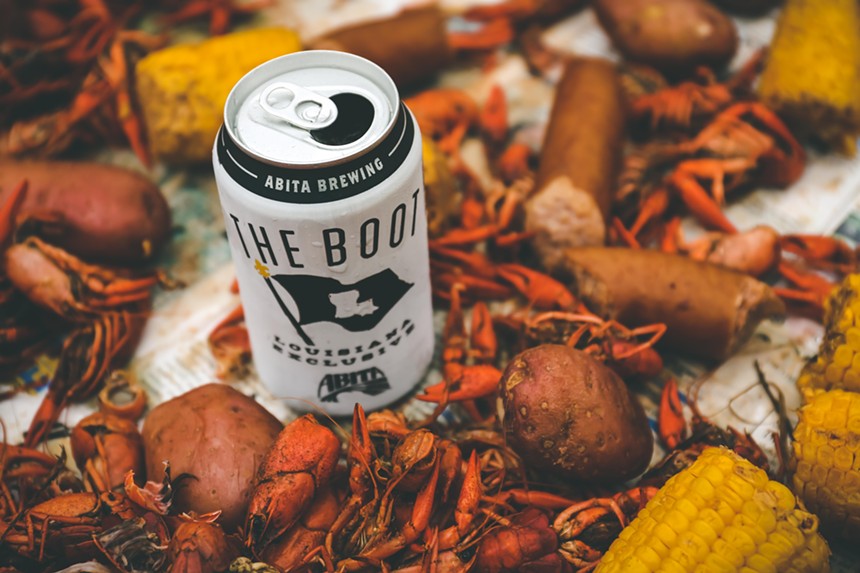Crawfish boil and a can of beer.