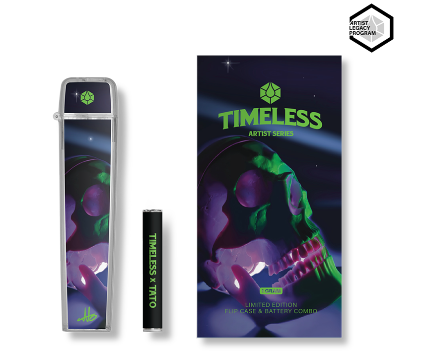 Glowing skulls adorn a limited-edition flip case and battery combo for Timeless.