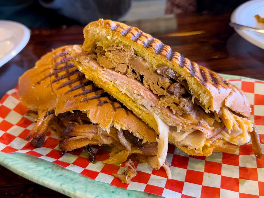Meat-filled sandwich at Raices.