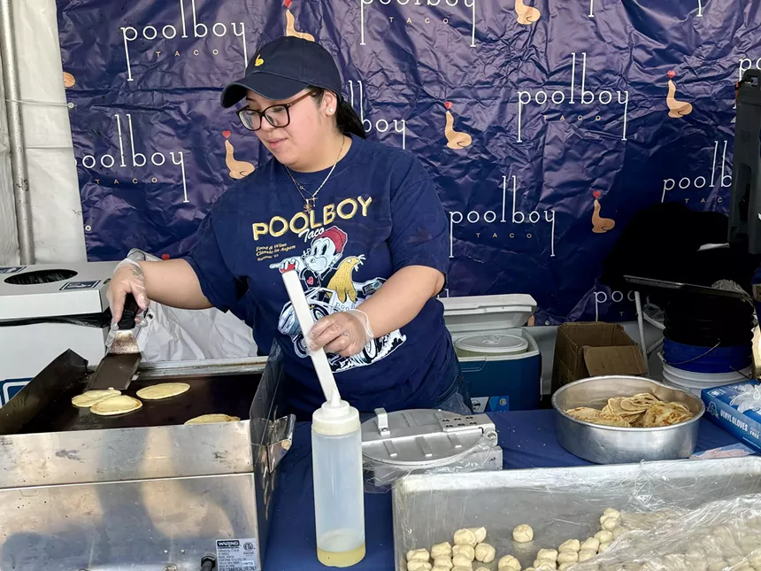 Cooking tortillas at Poolboy.