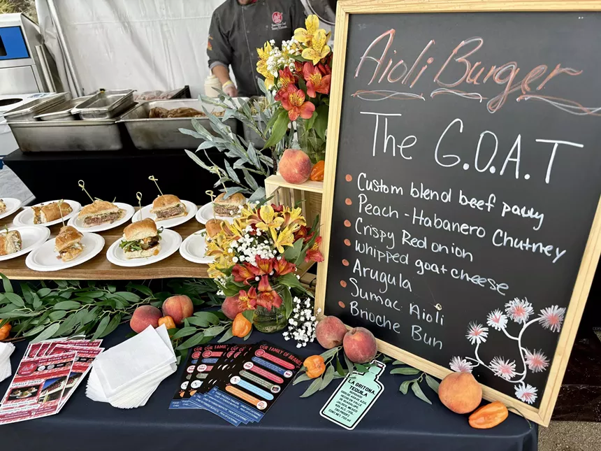 Aioli Burger menu and samples.
