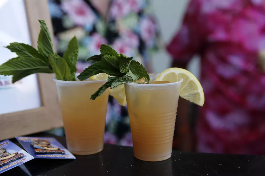 Two tiki cocktails.