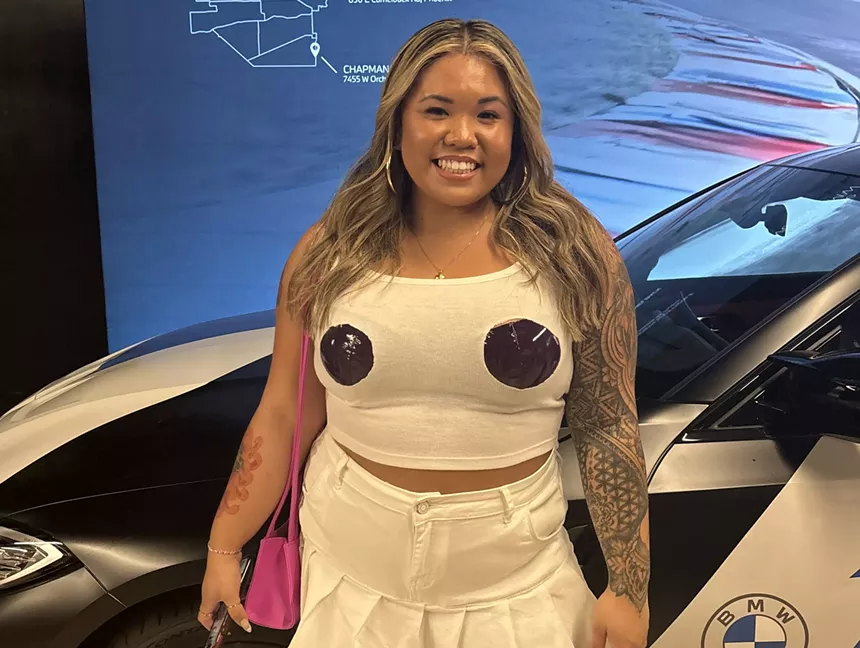 A woman in a costume.