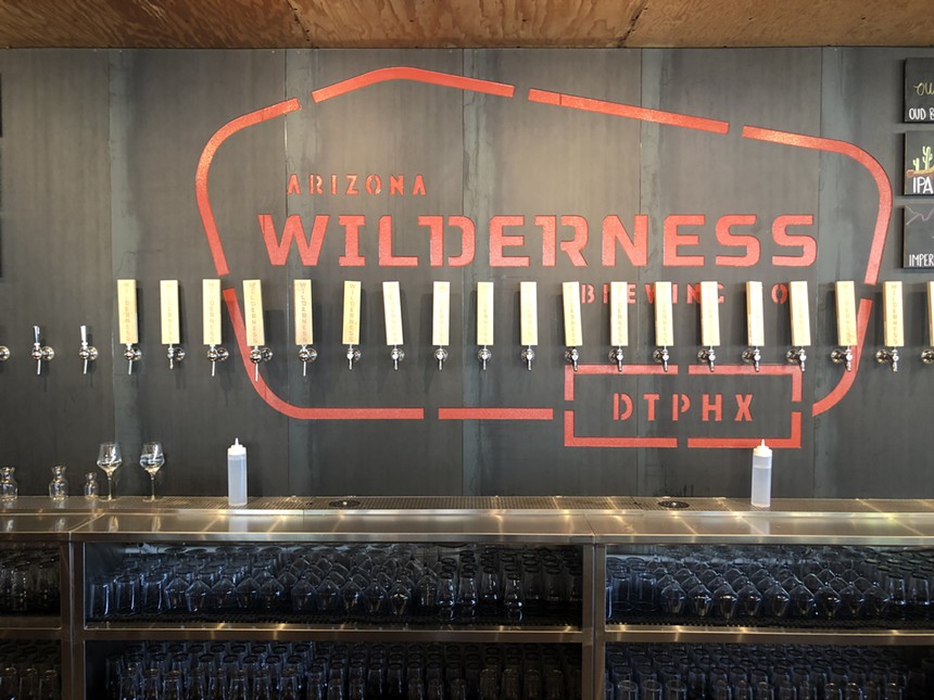 The tap wall at Arizona Wilderness Brewing Co.