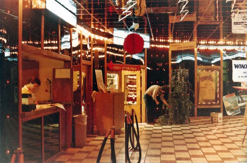 A ticket booth in the lobby of a nightclub.