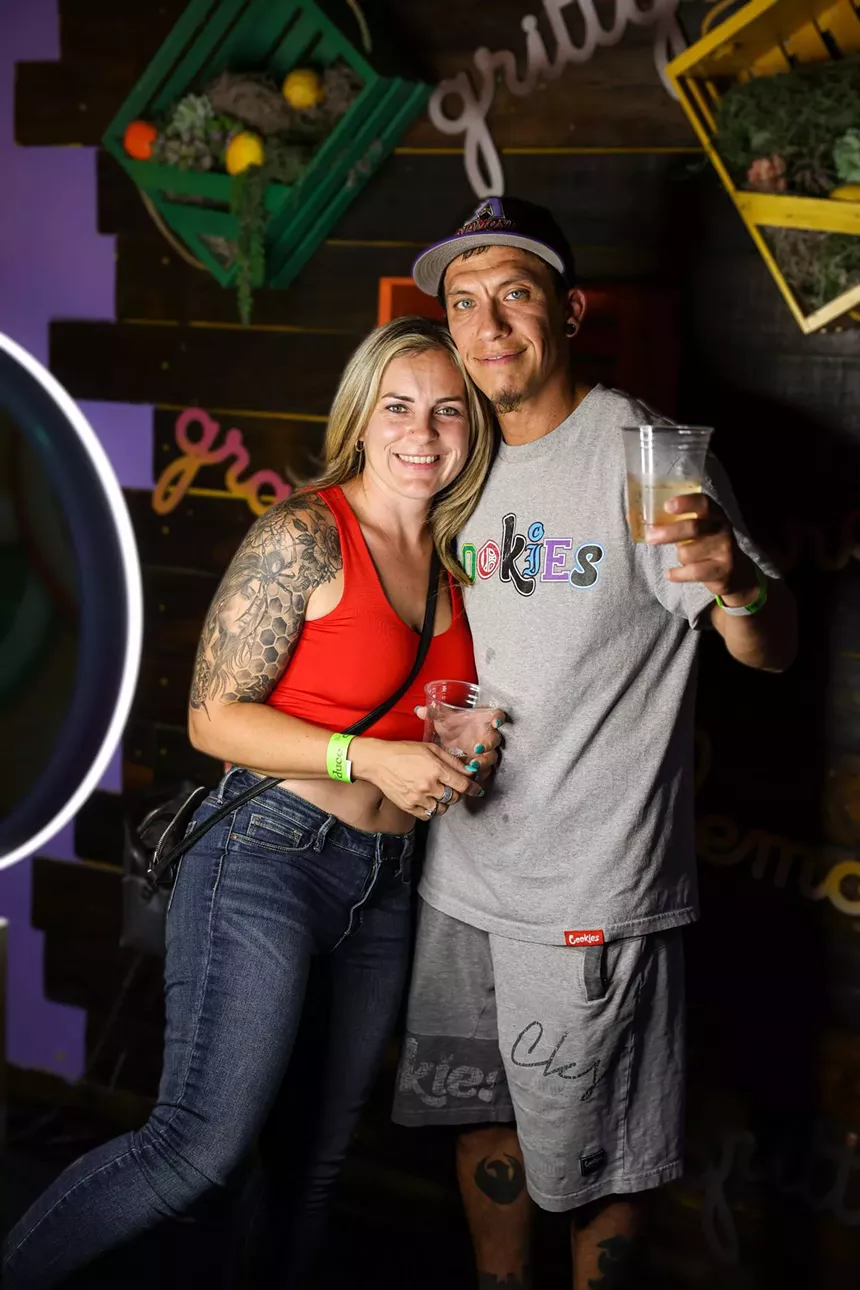 A couple posing for a photo.
