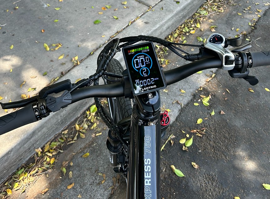 an e-bike display on the handlebars