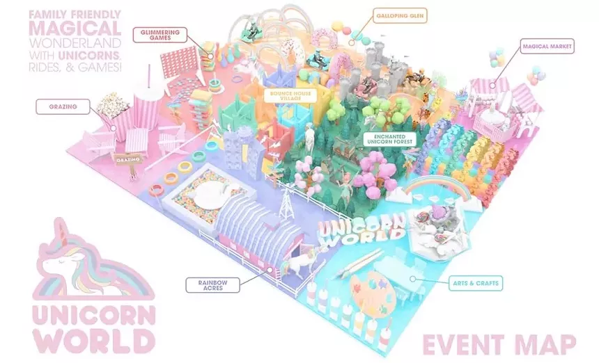 A map to a unicorn-themed event.