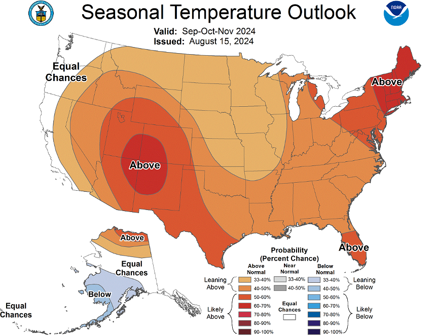 A heat map of the United States